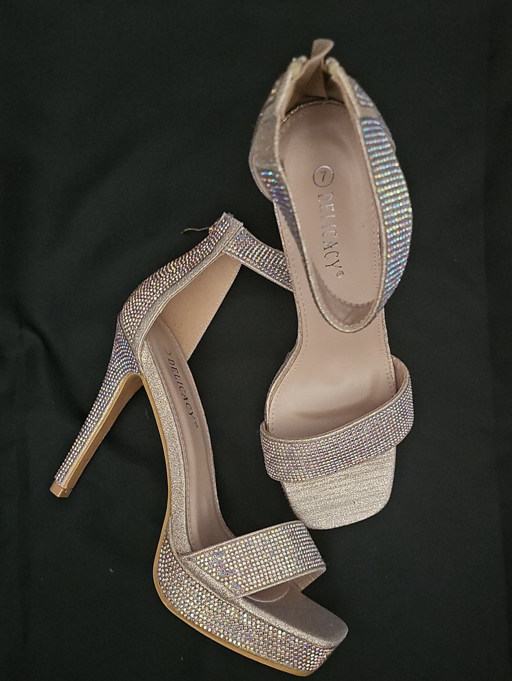 Delicacy Rose Gold Glitter Rhinestone Platform Heels